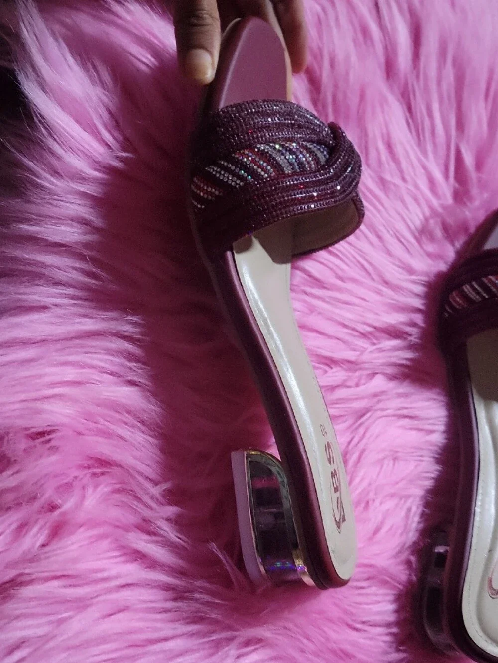 Women's Maroon Beaded Slide Heels -